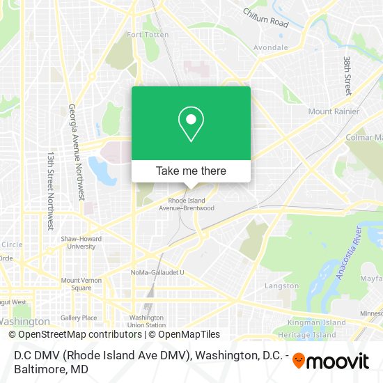 Mapa de D.C DMV (Rhode Island Ave DMV)