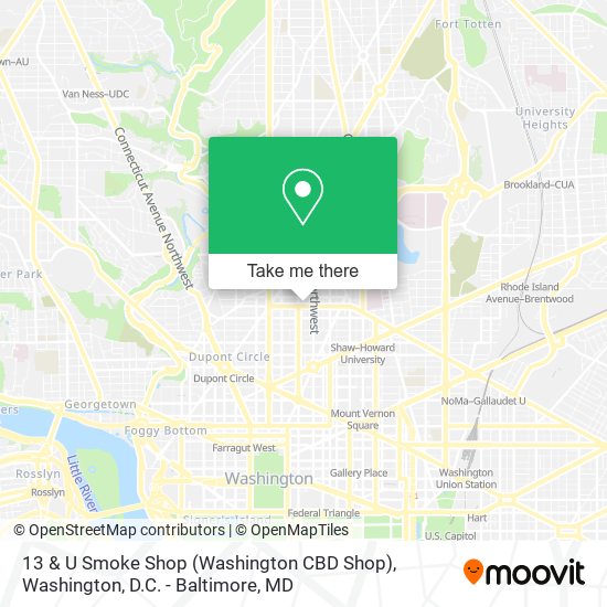 Mapa de 13 & U Smoke Shop (Washington CBD Shop)