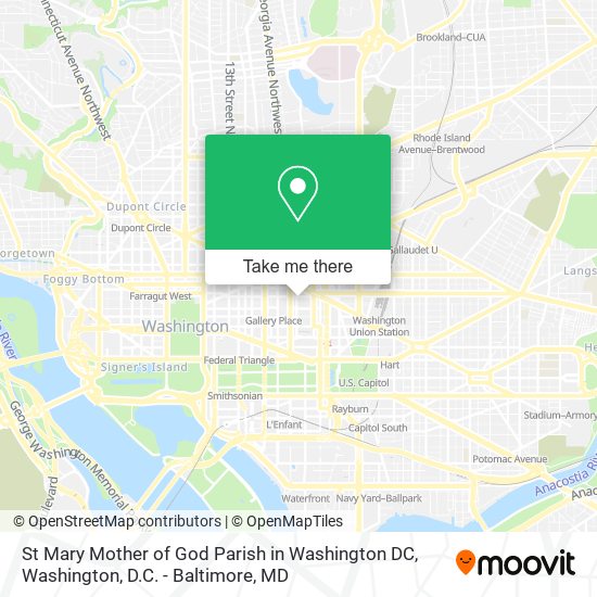 St Mary Mother of God Parish in Washington DC map