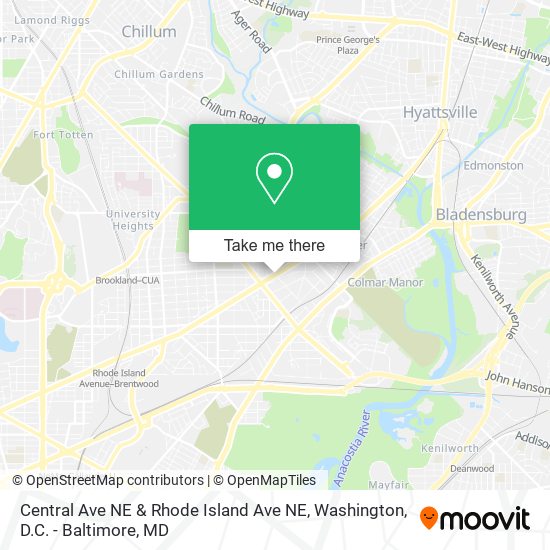 Central Ave NE & Rhode Island Ave NE map