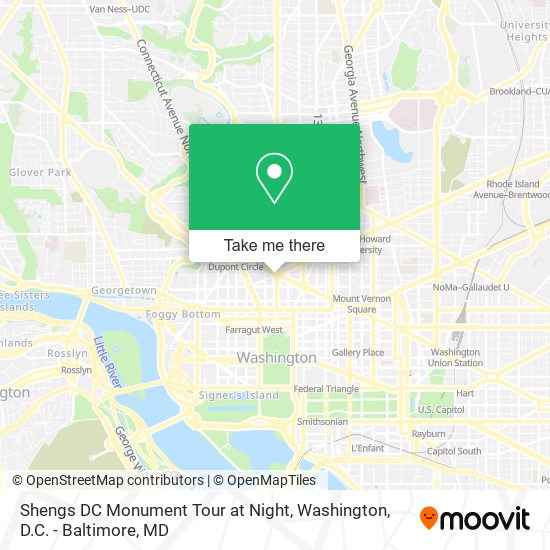 Shengs DC Monument Tour at Night map