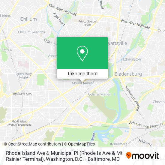 Rhode Island Ave & Municipal Pl (Rhode Is Ave & Mt Rainier Terminal) map