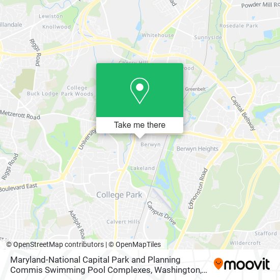 Mapa de Maryland-National Capital Park and Planning Commis Swimming Pool Complexes