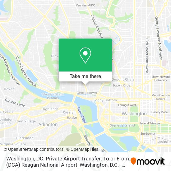 Mapa de Washington, DC: Private Airport Transfer: To or From: (DCA) Reagan National Airport