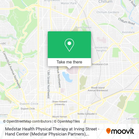 Mapa de Medstar Health Physical Therapy at Irving Street - Hand Center (Medstar Physician Partners)