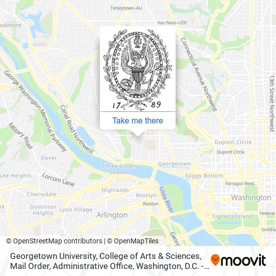 Georgetown University, College of Arts & Sciences, Mail Order, Administrative Office map