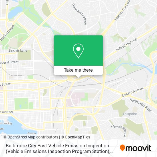 Mapa de Baltimore City East Vehicle Emission Inspection (Vehicle Emissions Inspection Program Station)