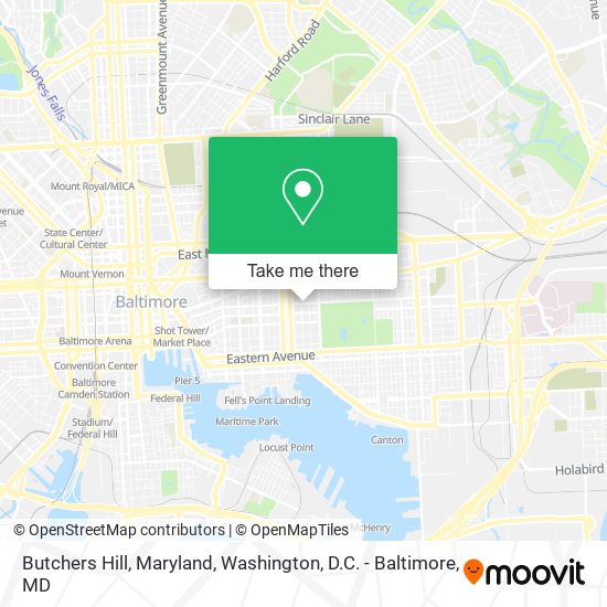 Butchers Hill, Maryland map