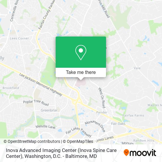Mapa de Inova Advanced Imaging Center (Inova Spine Care Center)