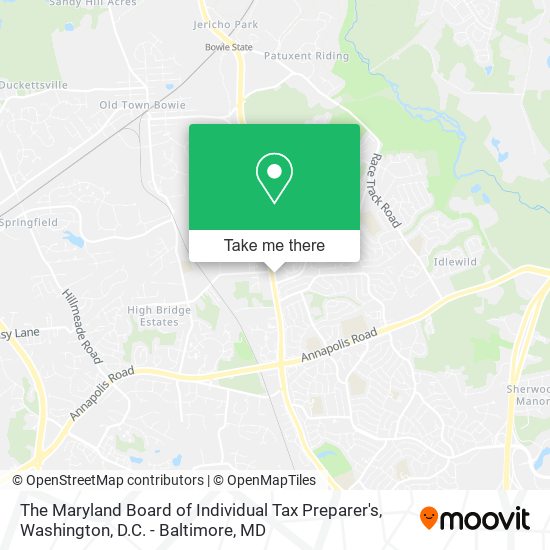 The Maryland Board of Individual Tax Preparer's map