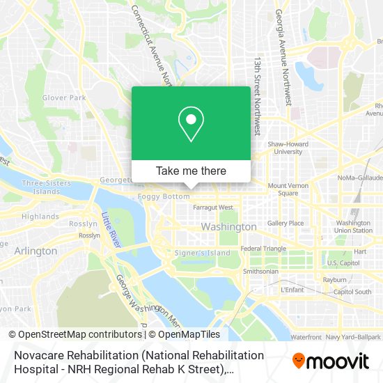 Novacare Rehabilitation (National Rehabilitation Hospital - NRH Regional Rehab K Street) map