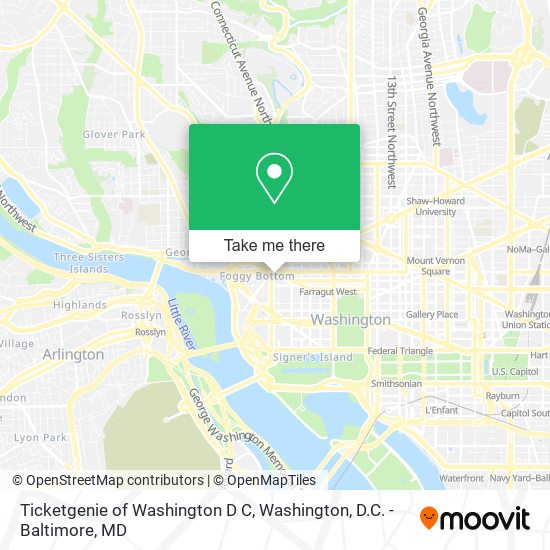 Ticketgenie of Washington D C map