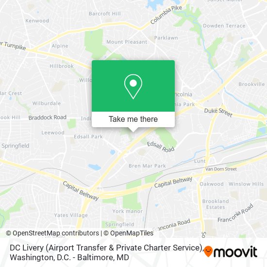 Mapa de DC Livery (Airport Transfer & Private Charter Service)