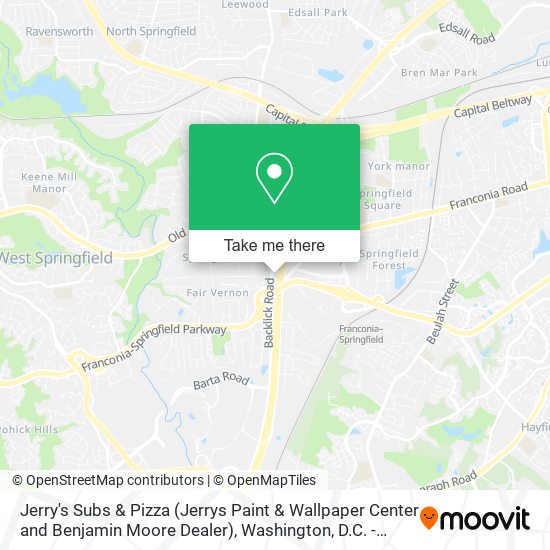 Mapa de Jerry's Subs & Pizza (Jerrys Paint & Wallpaper Center and Benjamin Moore Dealer)