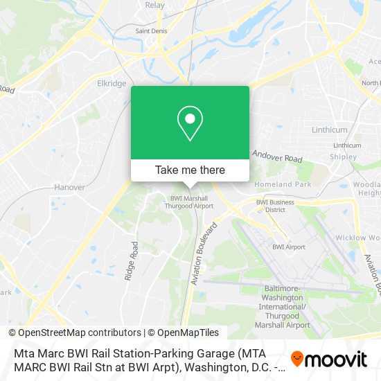 Mapa de Mta Marc BWI Rail Station-Parking Garage (MTA MARC BWI Rail Stn at BWI Arpt)