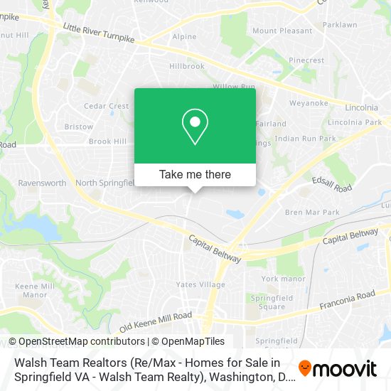 Mapa de Walsh Team Realtors (Re / Max - Homes for Sale in Springfield VA - Walsh Team Realty)