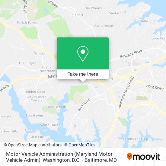 Mapa de Motor Vehicle Administration (Maryland Motor Vehicle Admin)