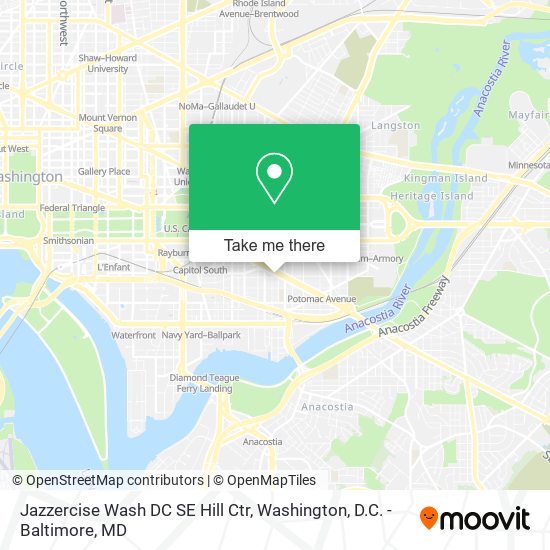 Jazzercise Wash DC SE Hill Ctr map