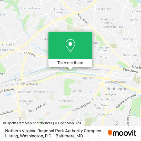 Mapa de Nothern Virginia Regional Park Authority Complex Listing