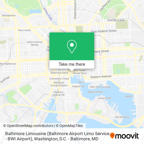 Mapa de Baltimore Limousine (Baltimore Airport Limo Service - BWI Airport)