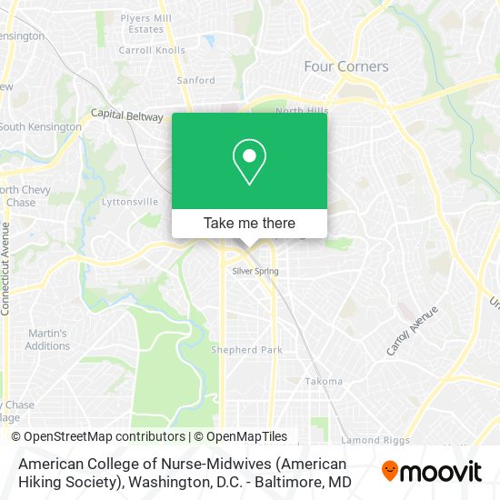 American College of Nurse-Midwives (American Hiking Society) map