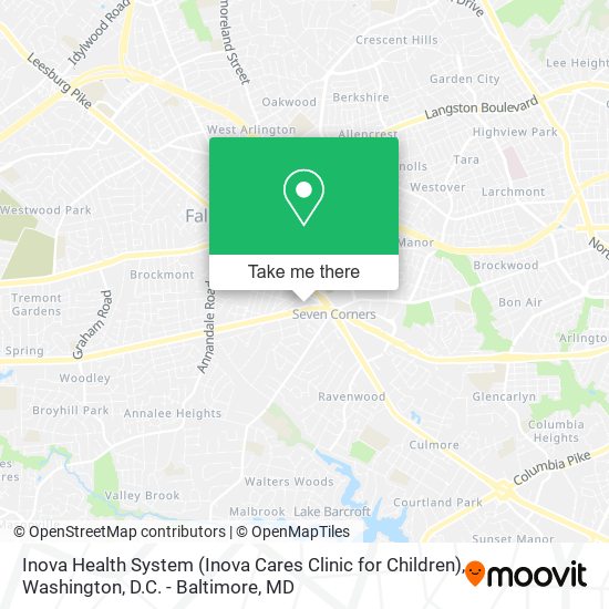Mapa de Inova Health System (Inova Cares Clinic for Children)
