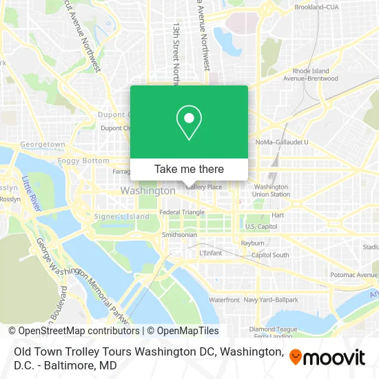 Old Town Trolley Tours Washington DC map