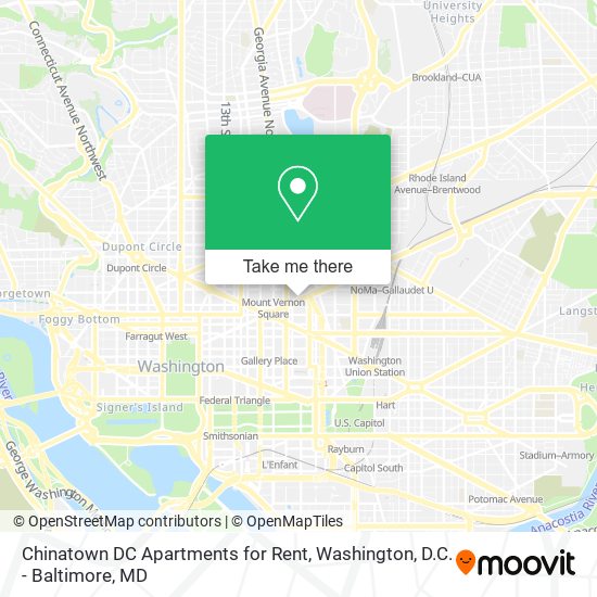 Mapa de Chinatown DC Apartments for Rent