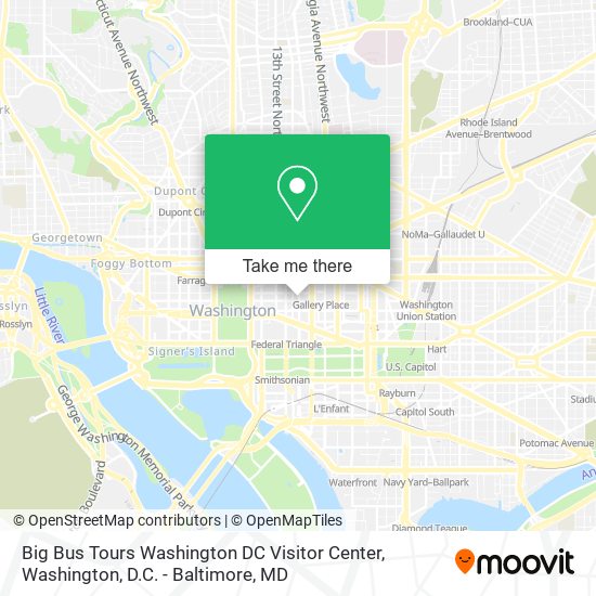 Big Bus Tours Washington DC Visitor Center map