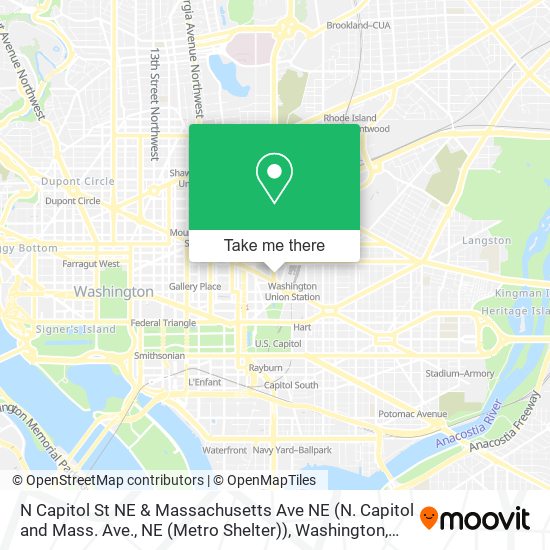N Capitol St NE & Massachusetts Ave NE (N. Capitol and Mass. Ave., NE (Metro Shelter)) map