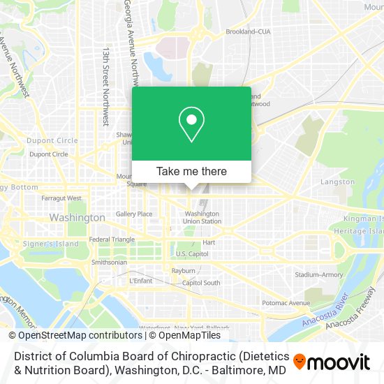 District of Columbia Board of Chiropractic (Dietetics & Nutrition Board) map