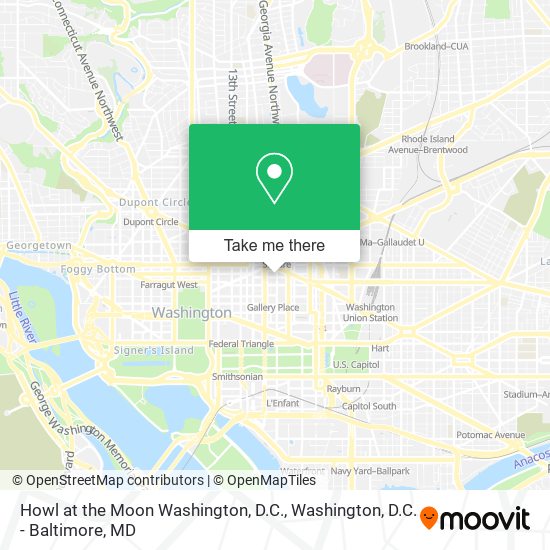 Howl at the Moon Washington, D.C. map