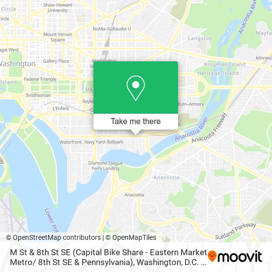 Mapa de M St & 8th St SE (Capital Bike Share - Eastern Market Metro/ 8th St SE & Pennsylvania)