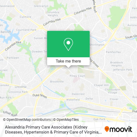 Mapa de Alexandria Primary Care Associates (Kidney Diseases, Hypertension & Primary Care of Virginia, LLC)