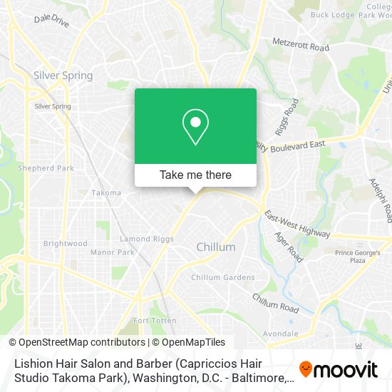 Mapa de Lishion Hair Salon and Barber (Capriccios Hair Studio Takoma Park)