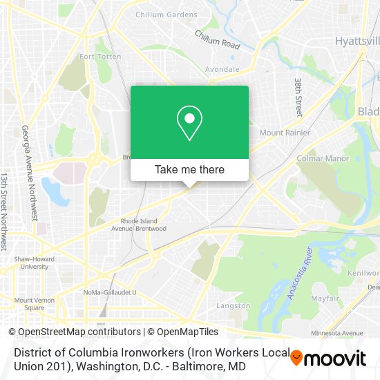 District of Columbia Ironworkers (Iron Workers Local Union 201) map