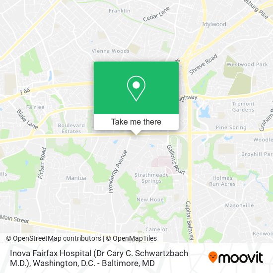 Inova Fairfax Hospital (Dr Cary C. Schwartzbach M.D.) map