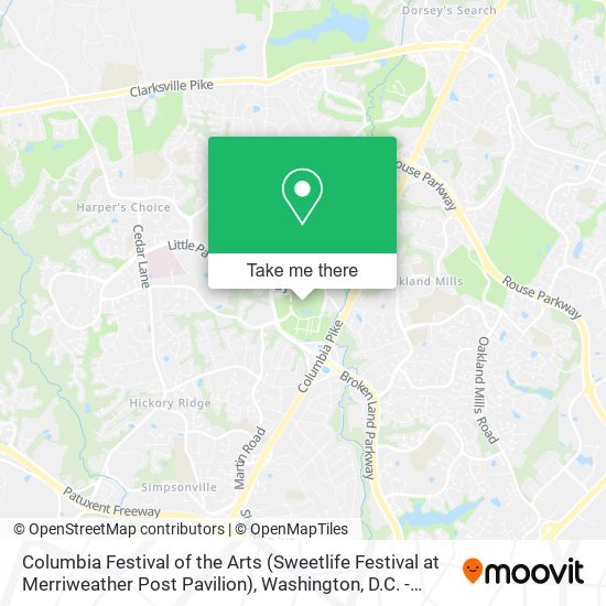 Columbia Festival of the Arts (Sweetlife Festival at Merriweather Post Pavilion) map