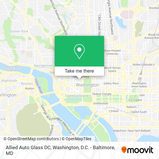 Allied Auto Glass DC map