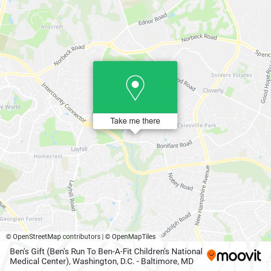 Mapa de Ben's Gift (Ben's Run To Ben-A-Fit Children's National Medical Center)