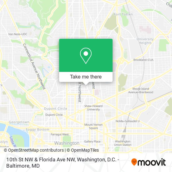 10th St NW & Florida Ave NW map