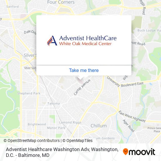 Mapa de Adventist Healthcare Washington Adv