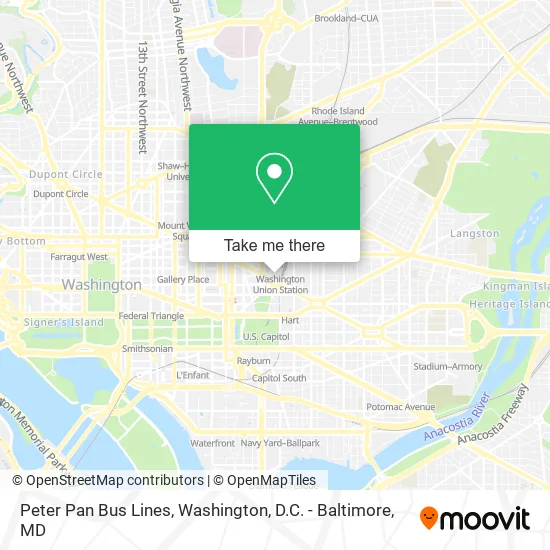 Peter Pan Bus Lines map