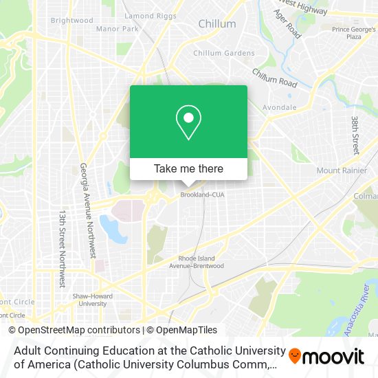 Mapa de Adult Continuing Education at the Catholic University of America