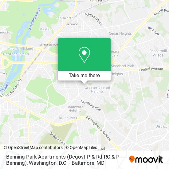 Mapa de Benning Park Apartments (Dcgovt-P & Rd-RC & P-Benning)