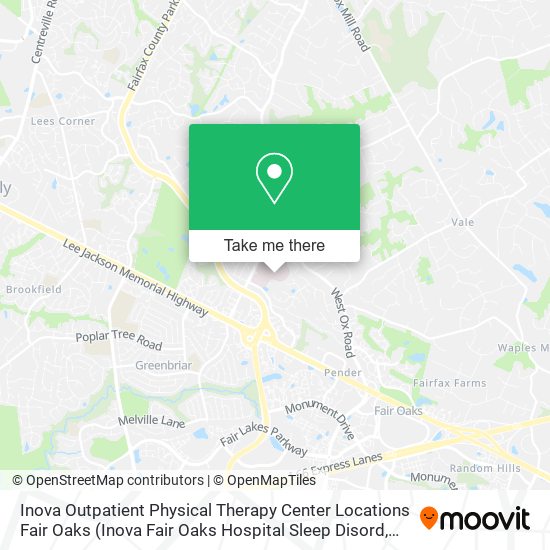 Inova Outpatient Physical Therapy Center Locations Fair Oaks map