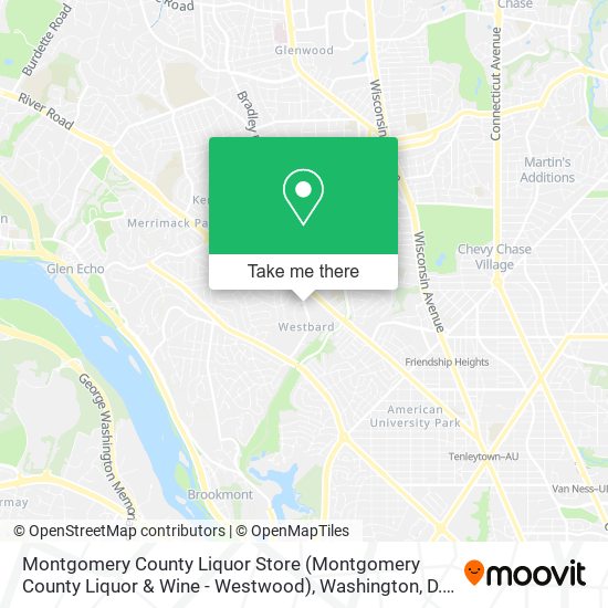 Mapa de Montgomery County Liquor Store (Montgomery County Liquor & Wine - Westwood)