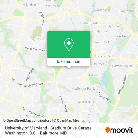 Mapa de University of Maryland - Stadium Drive Garage