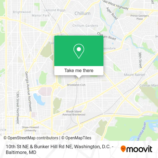 10th St NE & Bunker Hill Rd NE map