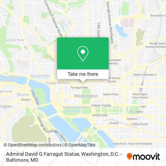 Admiral David G Farragut Statue map